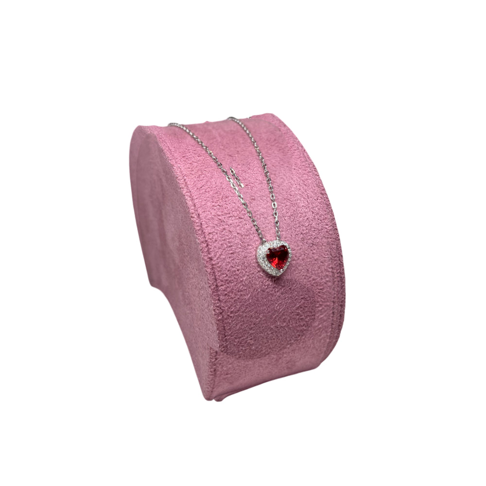 Collana Donna Re Mida Argento 925 Cuore Zirconi Rossi Bianchi CL DJV-1R