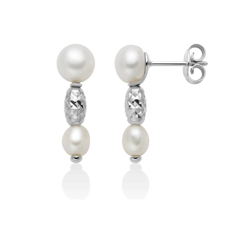 Orecchini Donna Miluna Argento Pepite Perle Pendenti PER2794B