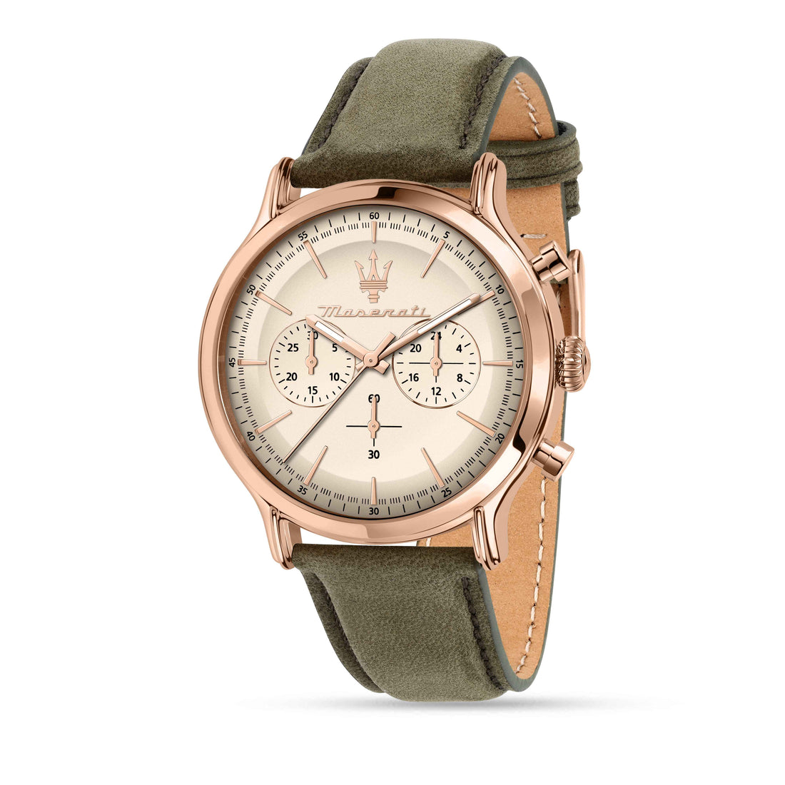 Orologio Uomo Maserati Quarzo Cronografo Acciaio Rosè Pelle Verde R8871633007