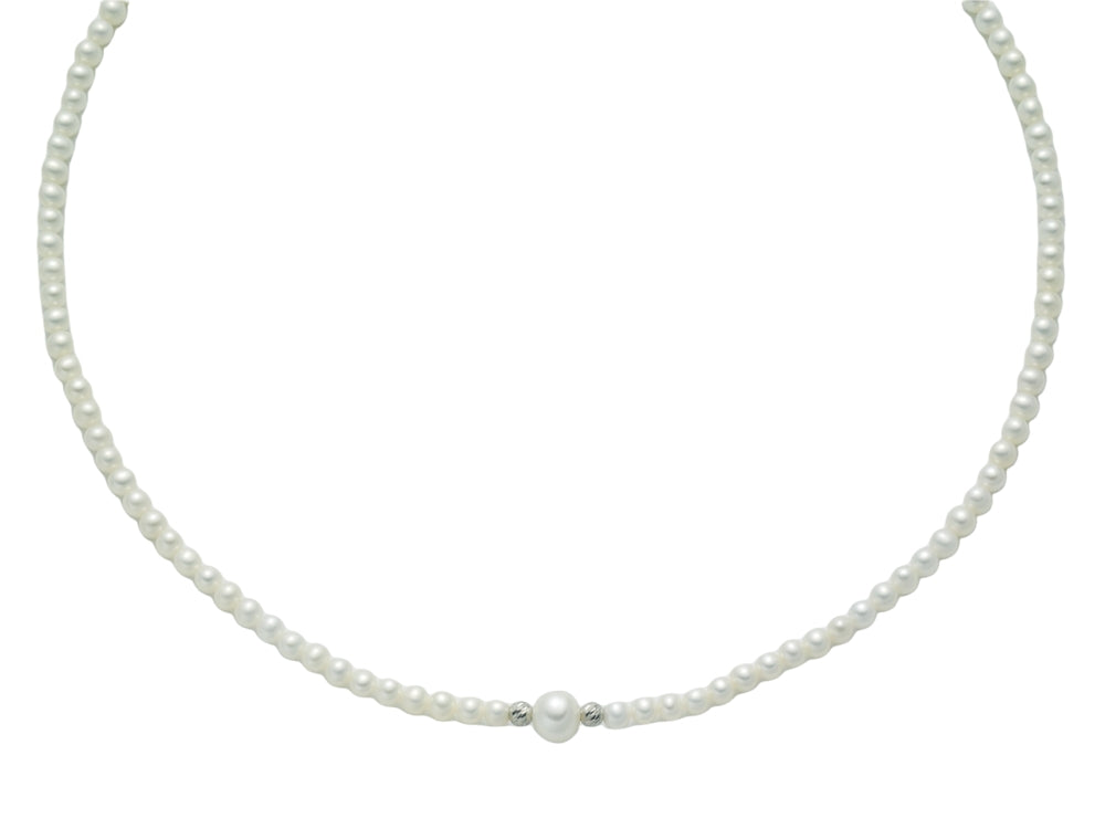 Collana Girocollo Perle Miluna Chiusura In Oro Bianco 375 PCL3994X