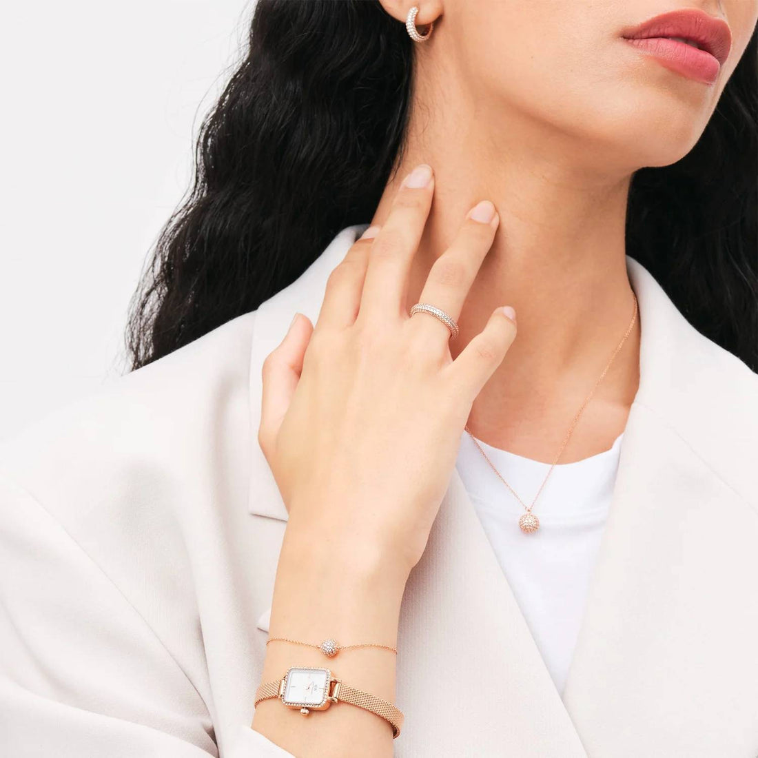 Orologio Donna Daniel Wellington Quadro Mini Acciaio Rosè Zirconi Bianchi DW00100731