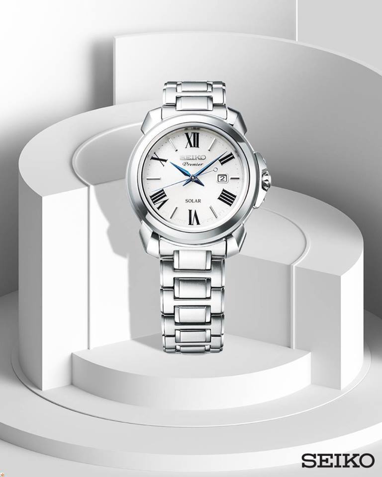 Orologio Donna Seiko Premier Carica Solare Acciaio Numeri Romani SUT321P1