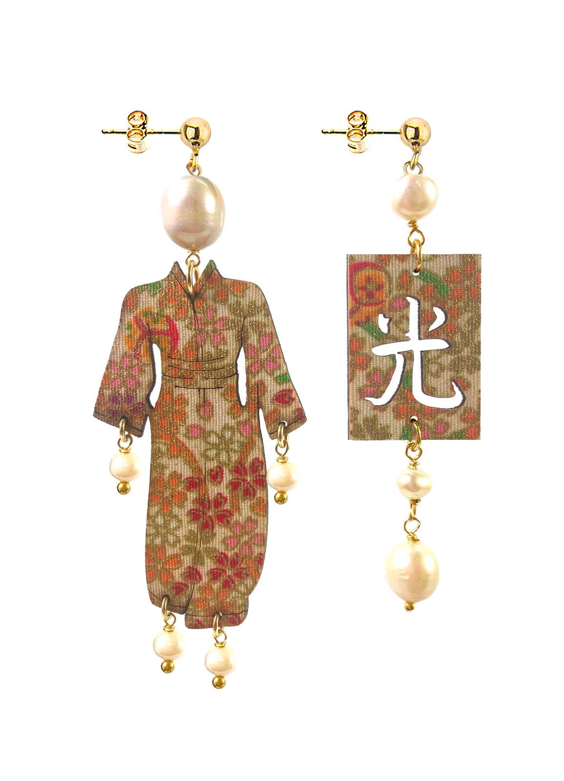 Orecchini Donna Lebole Tessuto  Perla Kimono KIMONO Seta  perla KS/P/PERLA