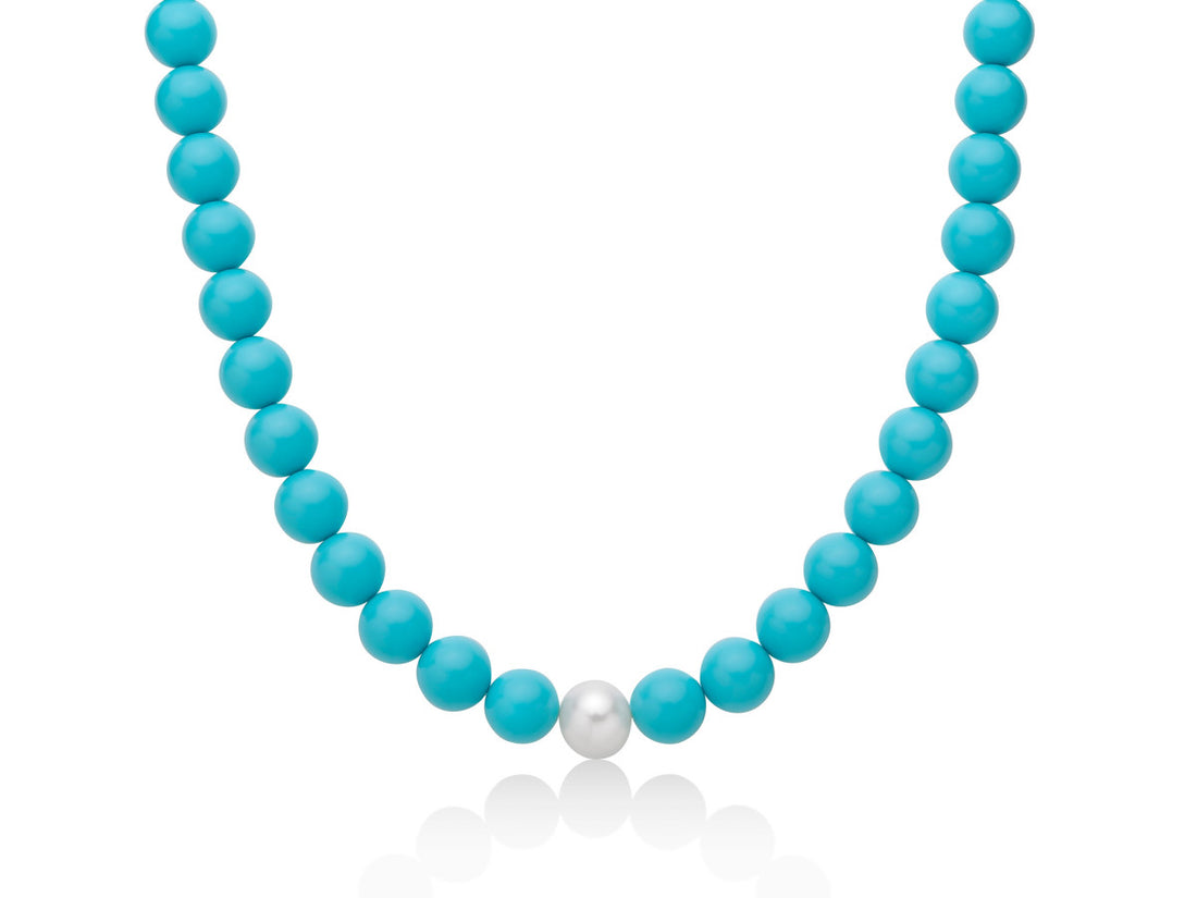 Collana Donna Argento 925 Miluna Pasta Di Turchese Perle PCL6698