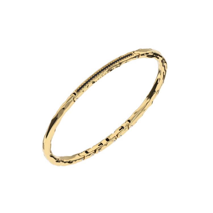 Bracciale Uomo John Richmond Titanio Brillanti Nero Semirigido Gold IP JRCB16GG