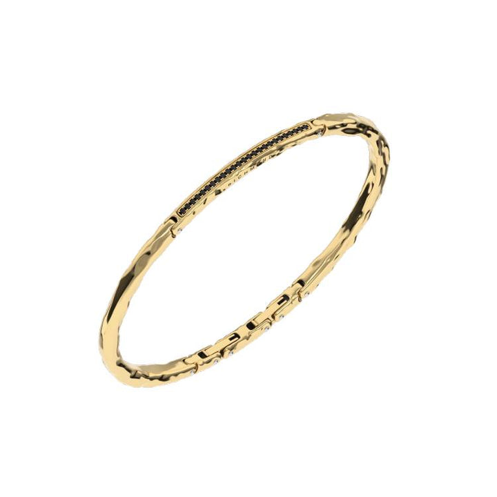 Bracciale Uomo John Richmond Titanio Brillanti Nero Semirigido Gold IP JRCB16GG