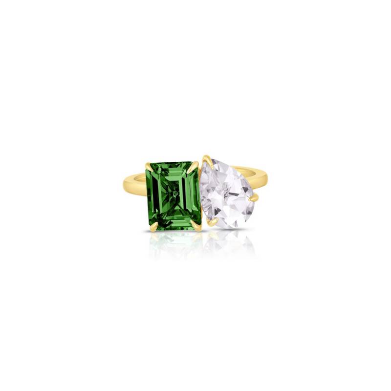 Anello Donna Liu Jo Acciaio Dorato Lucido Zircone Bianco Verde LJ2554M14CV