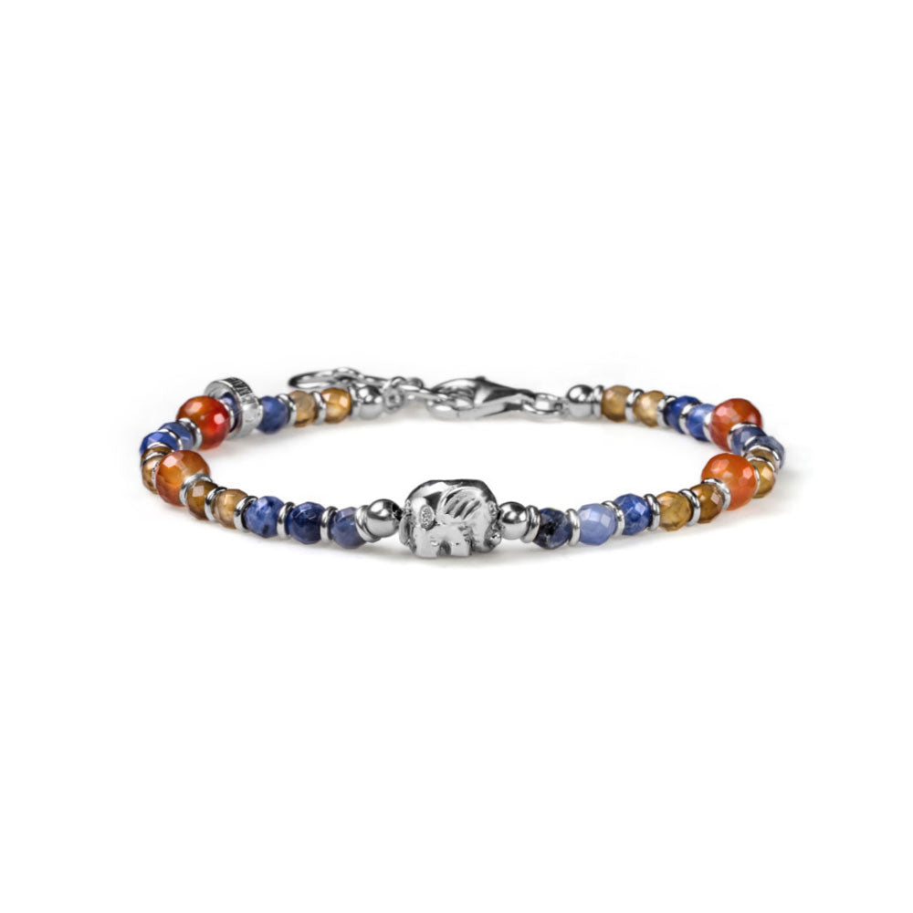 Bracciale Uomo Maria Cristina Sterling Argento 925 Elefantino Blu Rosso G3909