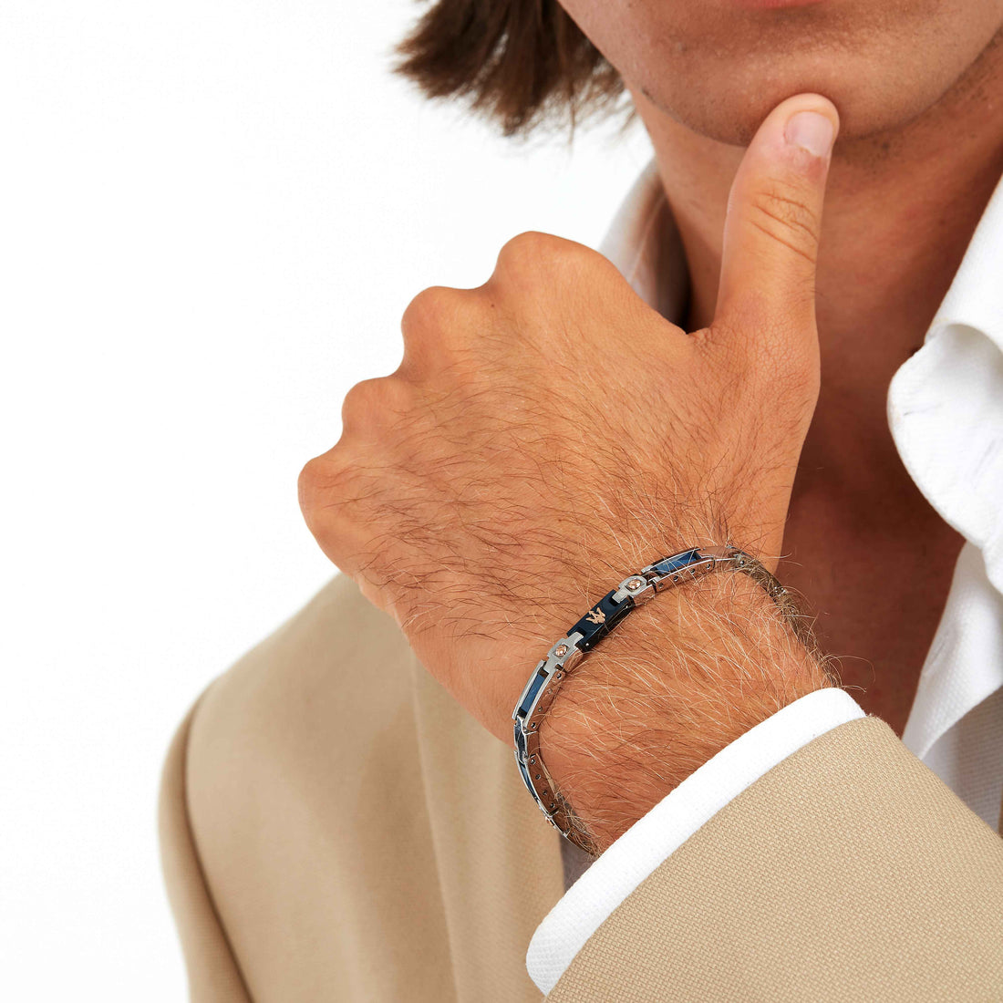 Bracciale Uomo Maserati Acciaio Ceramica Blu Logo Viti Rosè JM523ATZ33