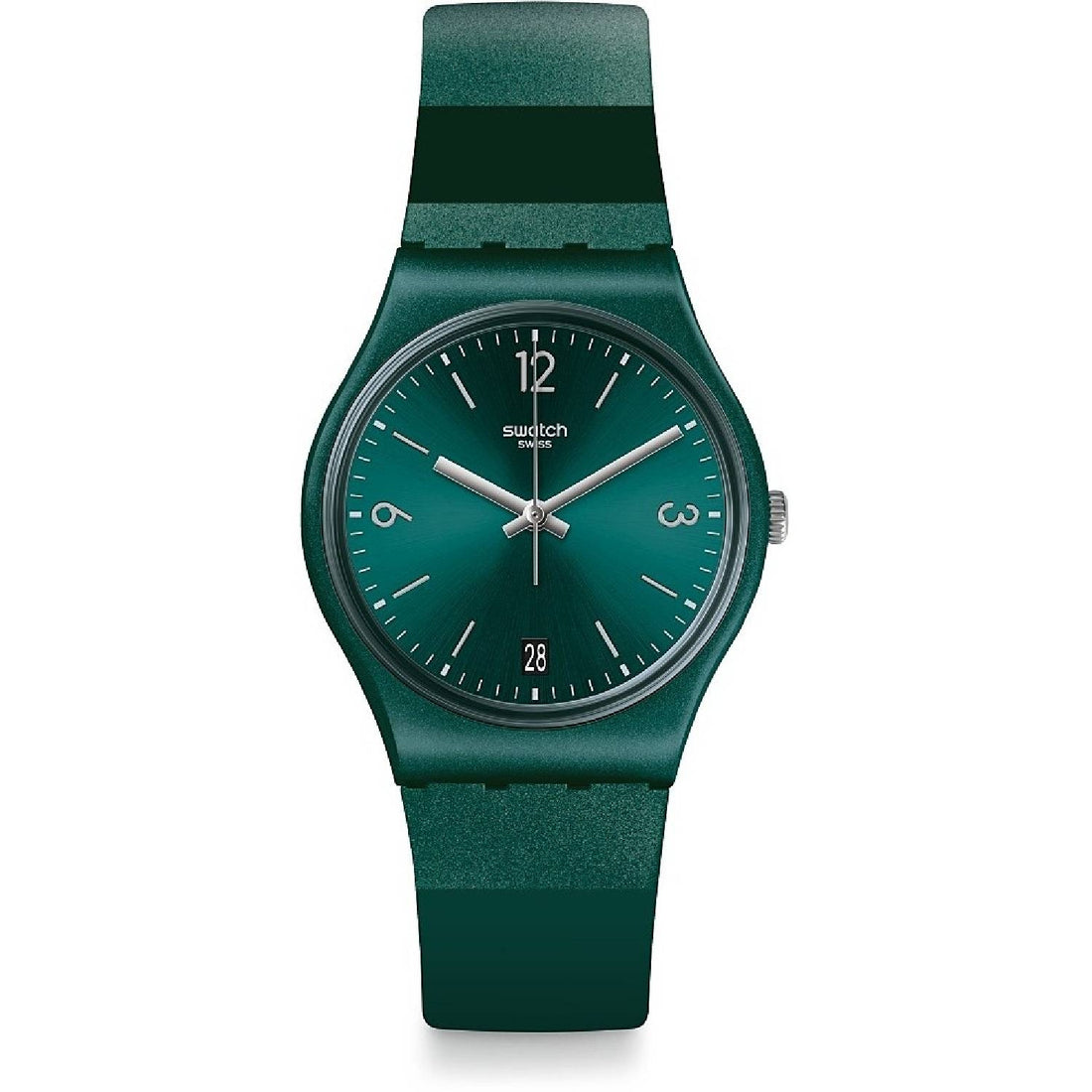 Orologio Donna Gomma Resina Swatch Solo Tempo Quarzo Verde Data CYBERALDA GG408