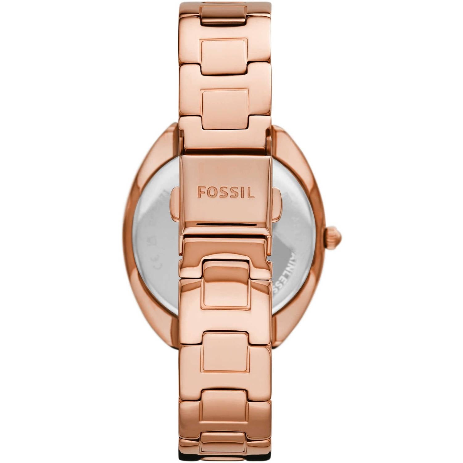 Orologio Donna Fossil Acciaio Rosè Quarzo Solo Tempo Data Soleil Zirconi ES5070