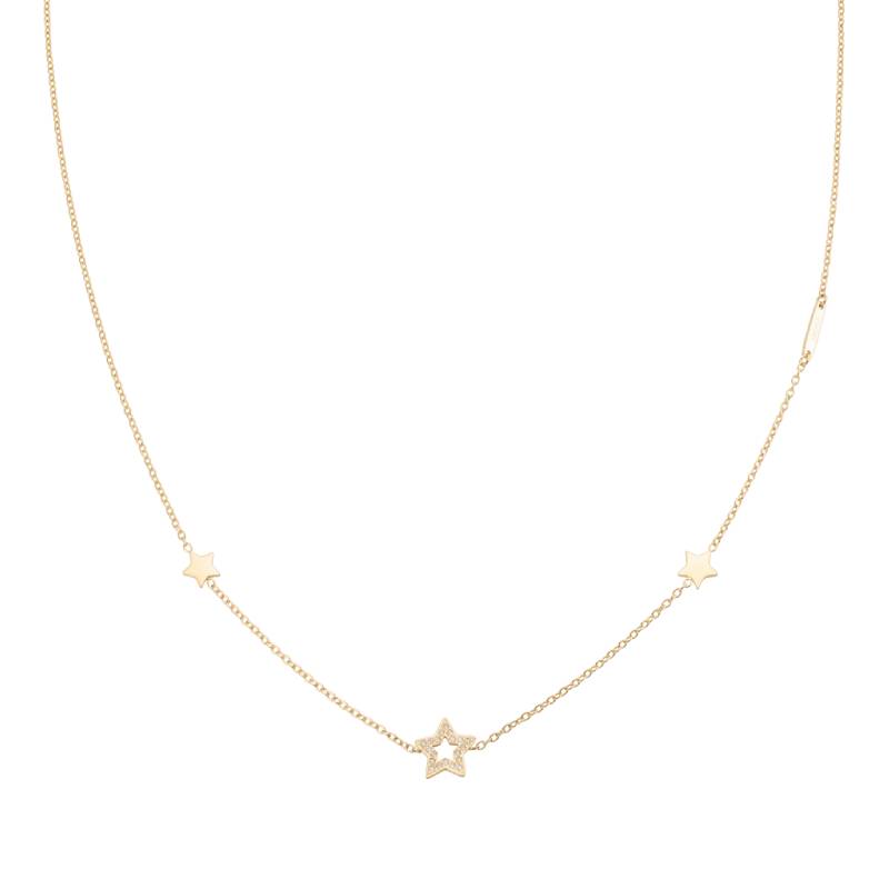 Collana Donna Liu Jo Acciaio Maglia Rollò Stelle Lisce Zirconi Bianchi LJ2189