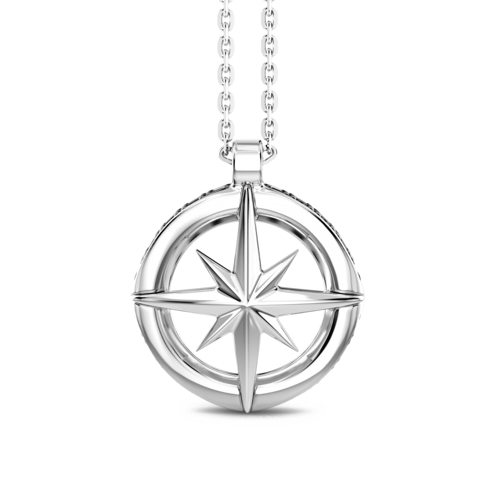 Collana Uomo Zancan Argento 925 Rosa Dei Venti Pendente Zirconi Neri ESC118