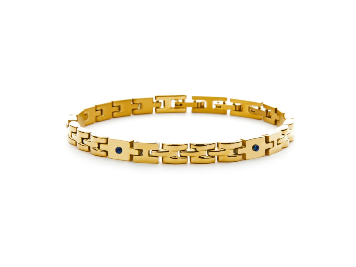 Bracciale Uomo 4US Cesare Paciotti Acciaio dorato Lucido Zirconi Neri 4UBR6034