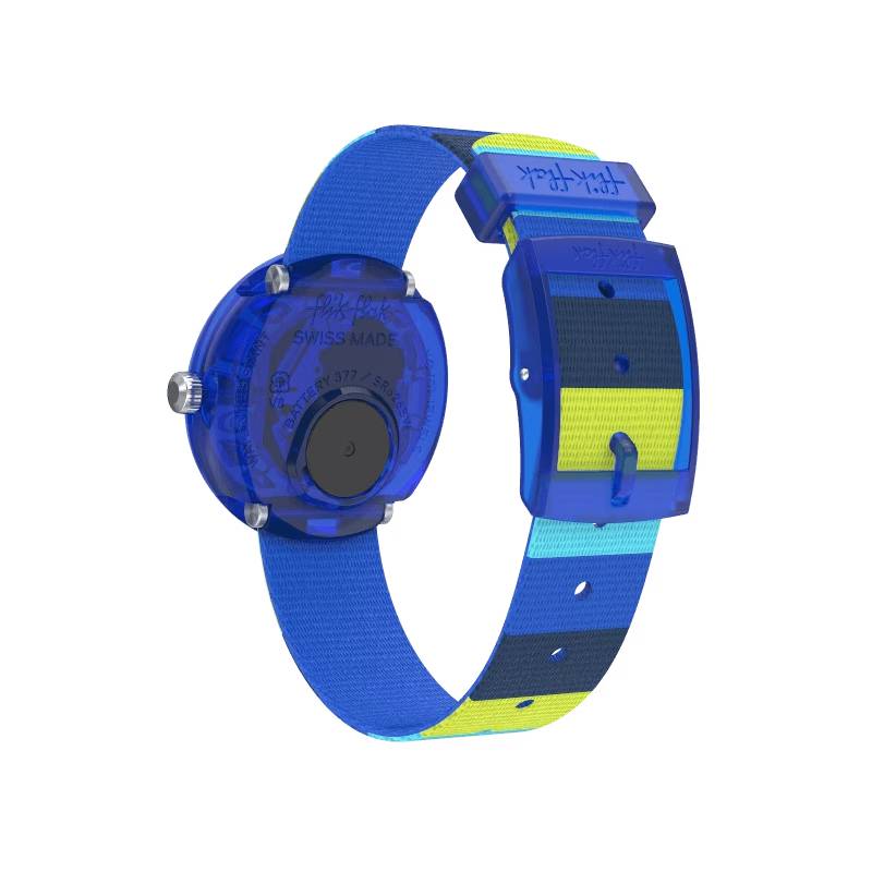 Orologio Bambino Swatch Flik Flak Stripy Blue Quarzo Solo Tempo Blu Verde ZFPNP112