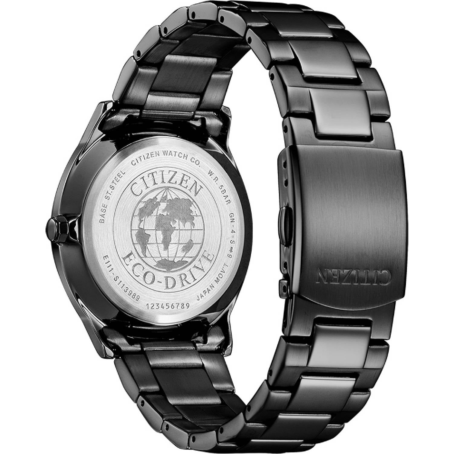 Orologio Uomo Acciaio Citizen Solo Tempo Nero Eco Drive Indici Rosè BM7408-88H