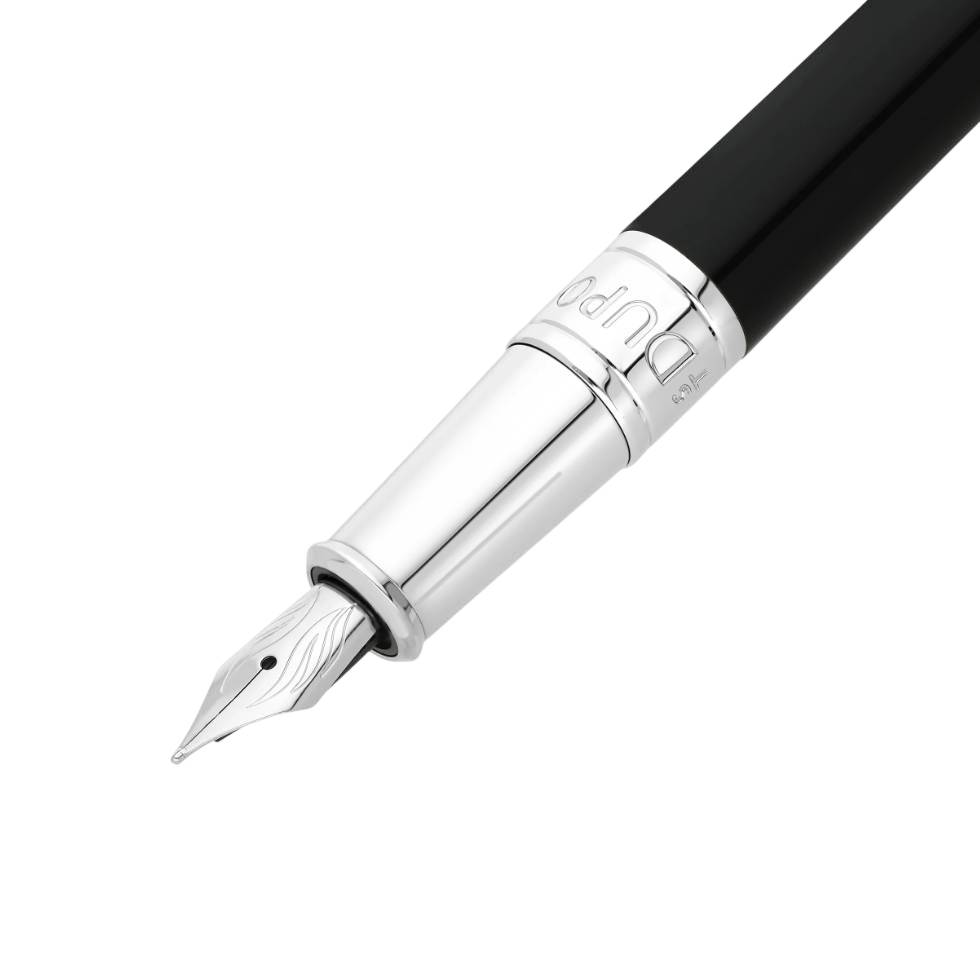 Penna Uomo Dupont Initial Piuma Lucida Acciaio Lacca Nero 270200