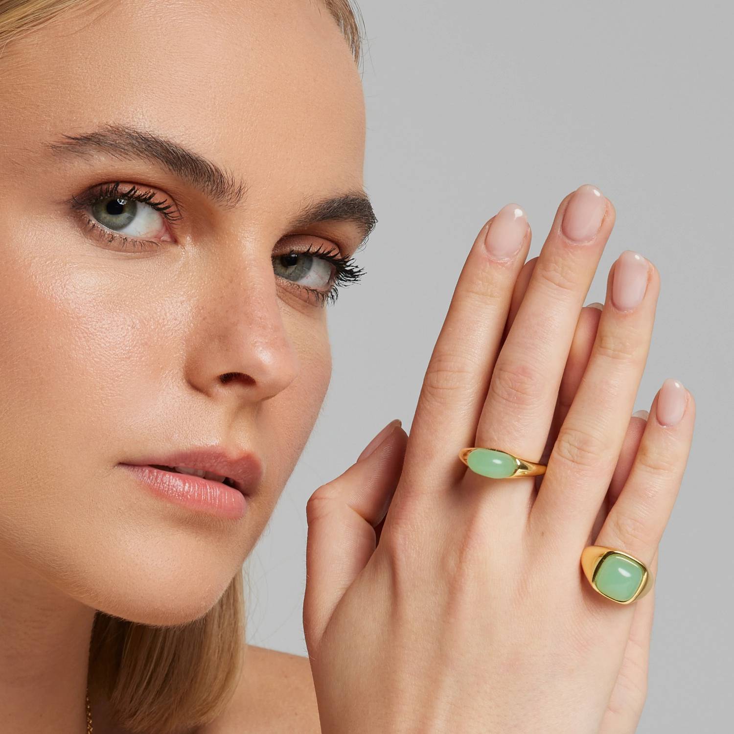 Anello Donna Sogni Argento 925 dorato con pietra quarzo verde Misura AN123GV