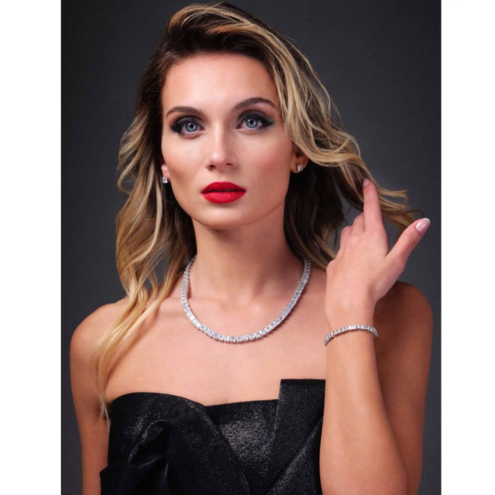 Collana Donna Ottaviani Bronzo Tennis Carrè Zirconi Bianchi Maxi 500908C