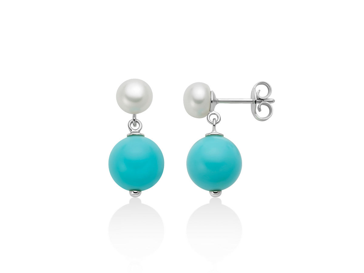 Orecchini Donna Miluna Argento 925 Perla Agglomerato Turchese PER2818