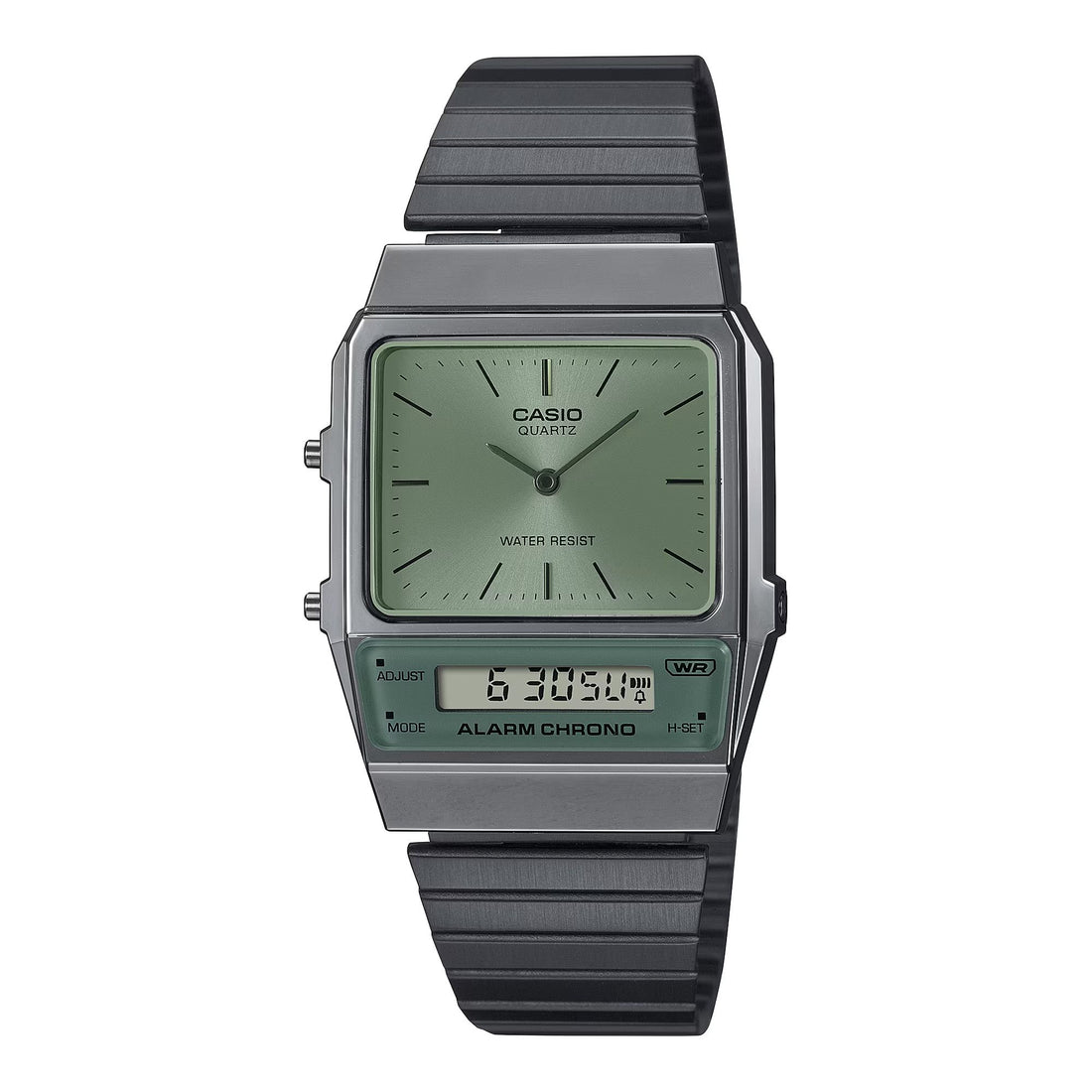 Orologio Unisex Casio Vintage Acciaio Nero Analogico Digitale Verde AQ-800ECGG-3AEF