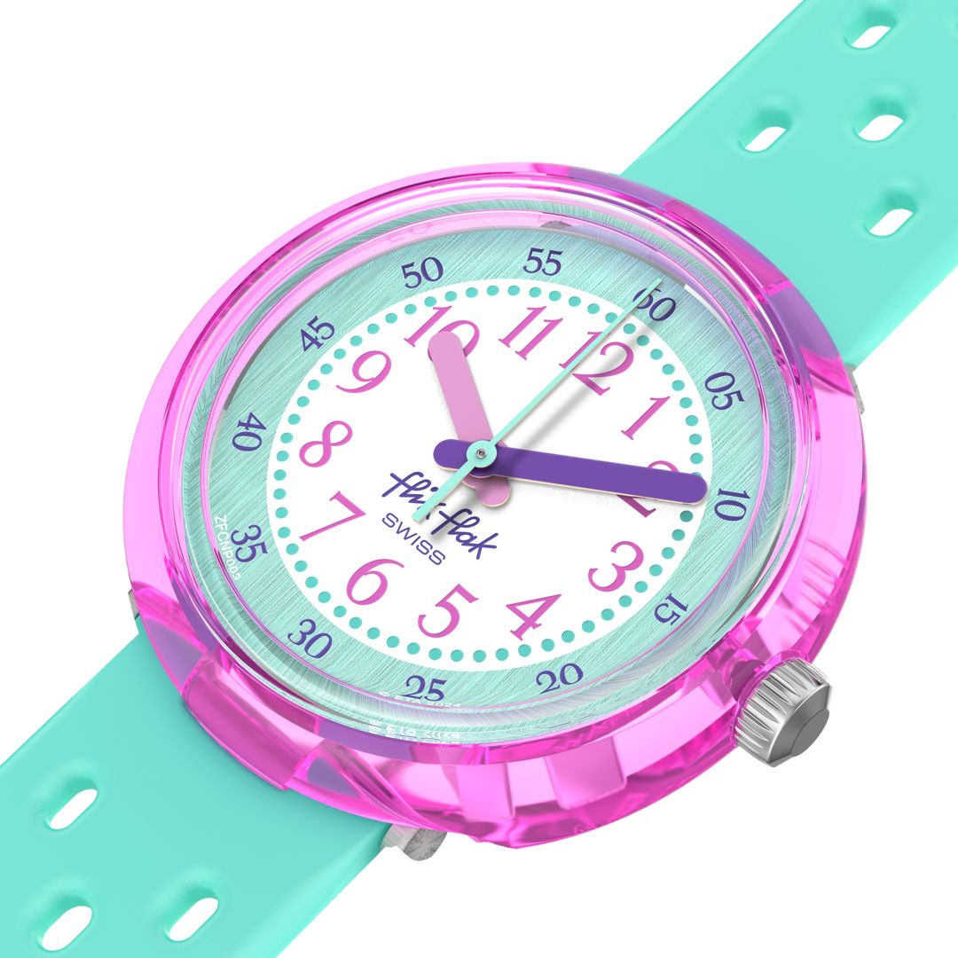 Orologio Bambina Swatch Flik Flak FIZZ IN MINT Rosa Verde Acqua ZFCNP003