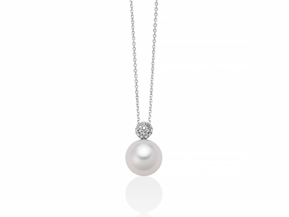 Collana Donna Miluna Girocollo Oro Bianco 750 Perla 8-8,5 mm Biglia Lucida PCL6325