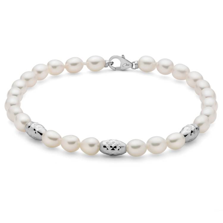 Bracciale Donna Miluna Perle Pepite Argento Diamantato PBR3639B