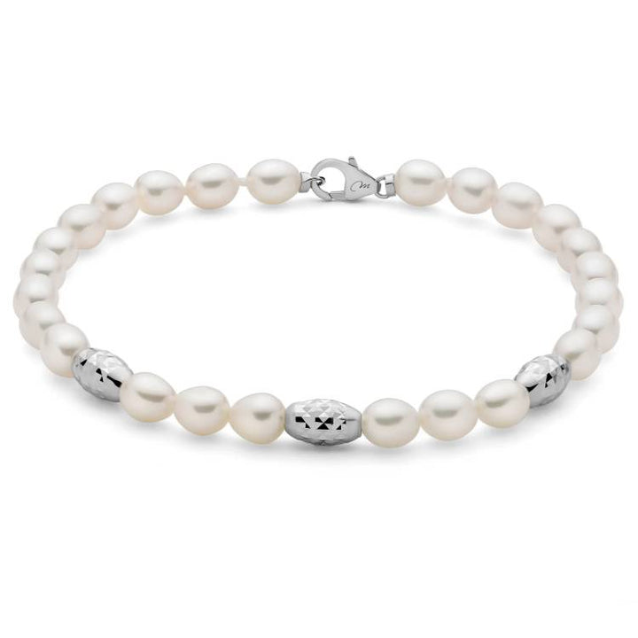 Bracciale Donna Miluna Perle Pepite Argento Diamantato PBR3639B