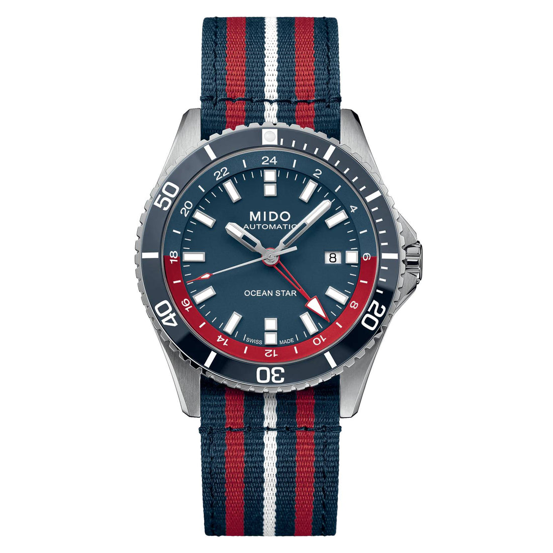 Orologio Uomo Mido Automatico GMT Blu Rosso Doppio Cinturino M0266291104100
