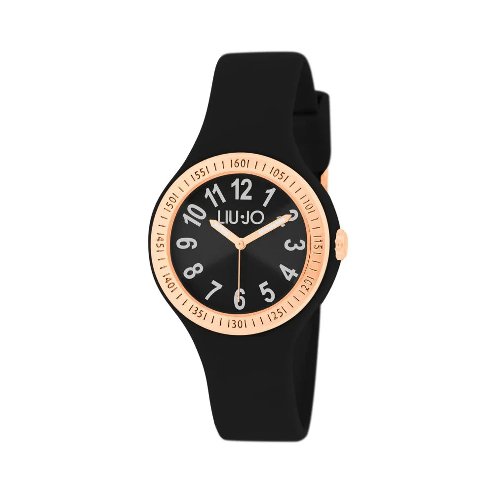 Orologio Donna Liu Jo Silicone Nero Rosè Numeri Quarzo Solo Tempo Friendly TLJ1938