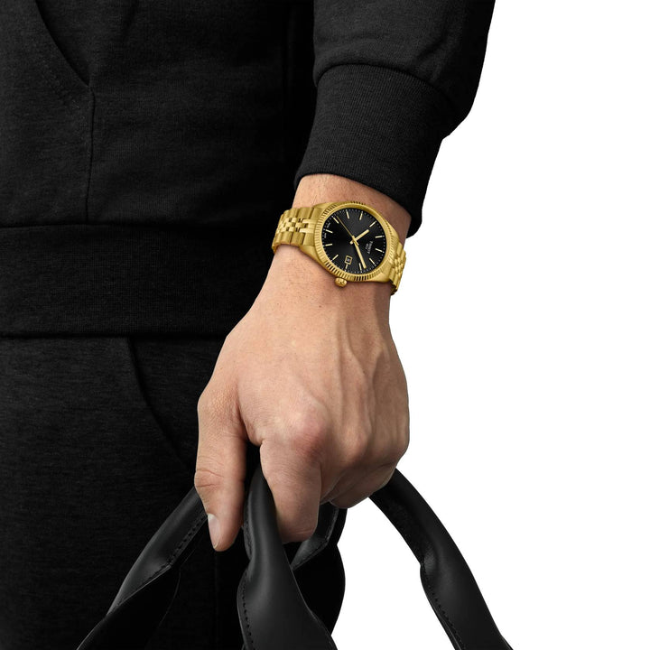 Orologio Uomo Tissot Ballade Acciaio Dorato Nero Quarzo Data T1564103305100