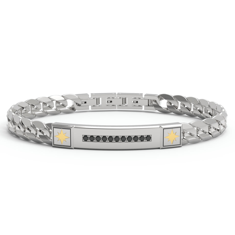 Bracciale 4US Cesare Paciotti Acciaio Catena Groumette Oro 18 KT 4UBR7667