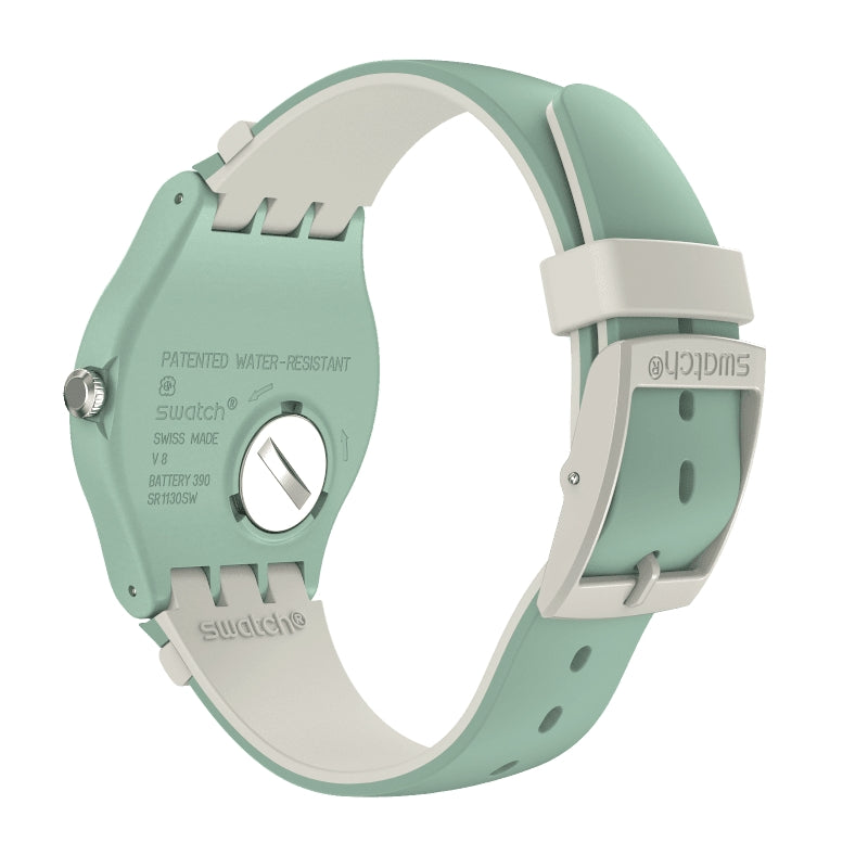 Orologio Uomo Swatch Quarzo Solo Tempo Doppia Data Verde Bianco SUOG712