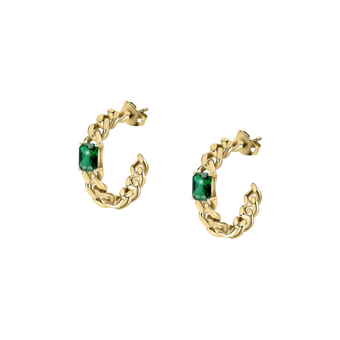 Orecchini Donna Chiara Ferragni Acciaio Dorato Zircone Verde