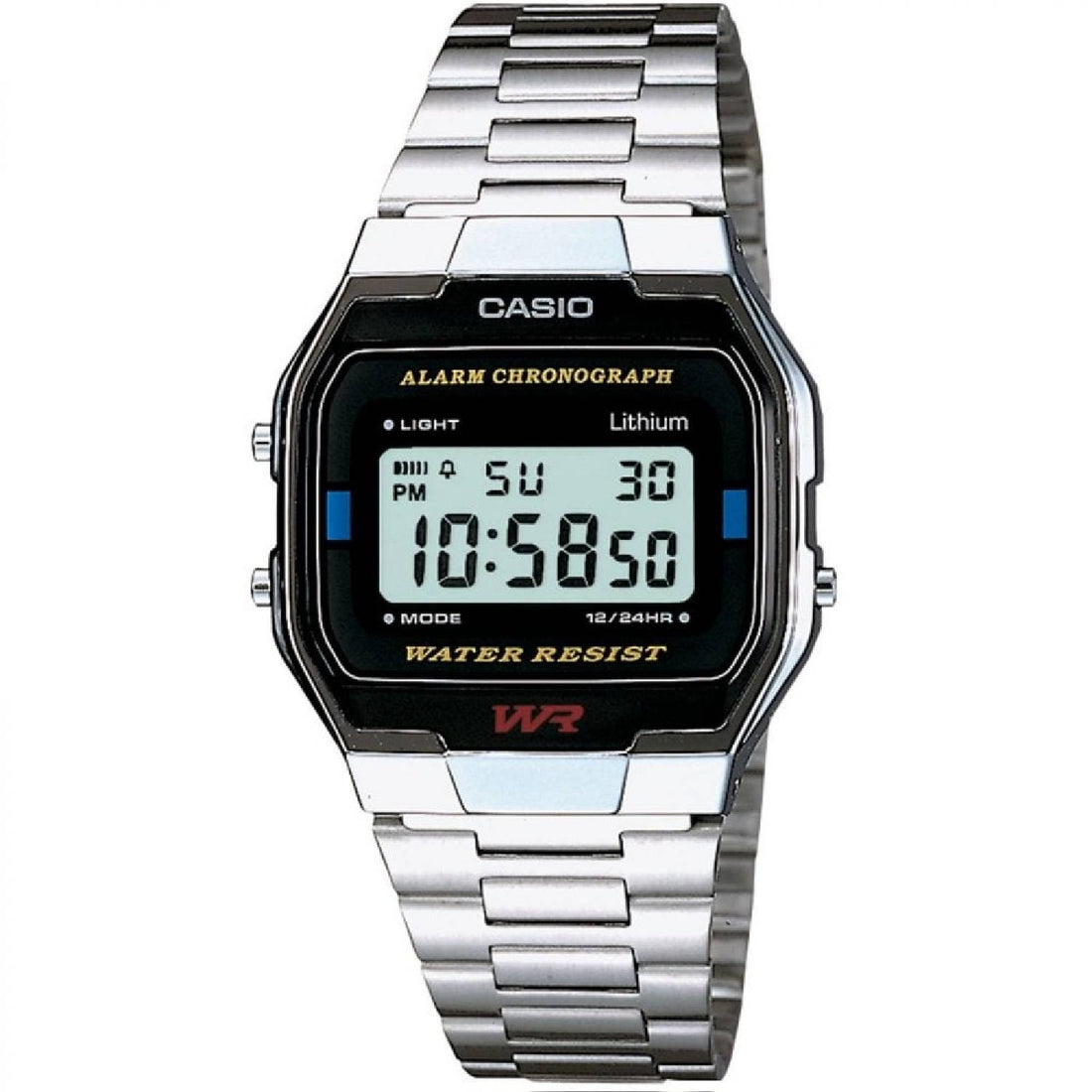 Orologio Uomo Acciaio Casio Digitale Quarzo Nero WR Cronografo Timer Sveglia