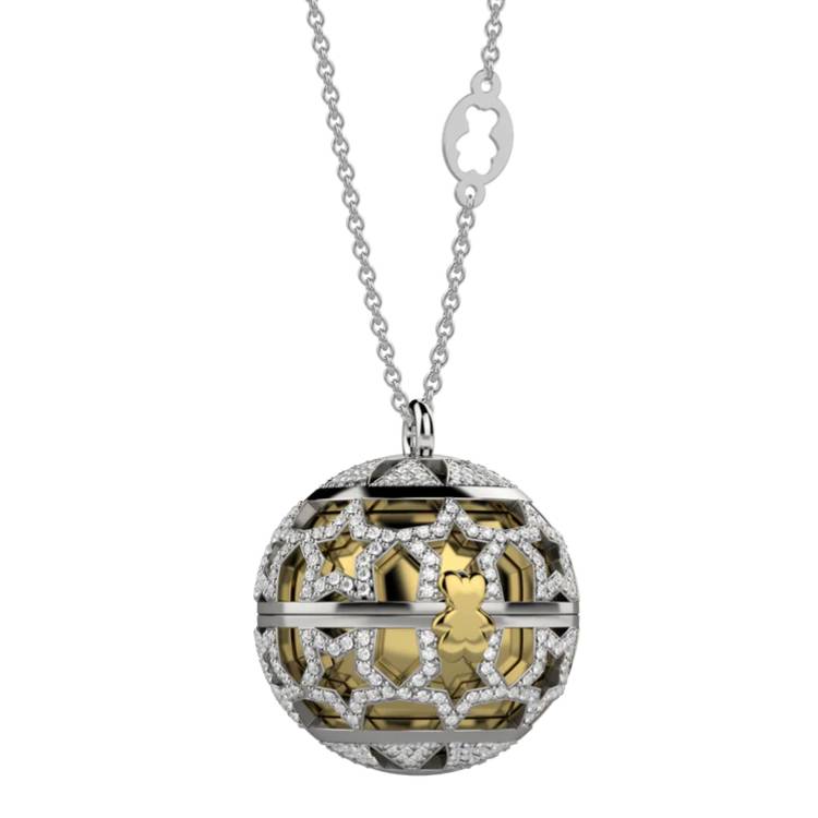Chiama Angeli Nanan Ottone Dorato Stelle Argento Zirconi Bianchi Orsetto Dorato NAO0010