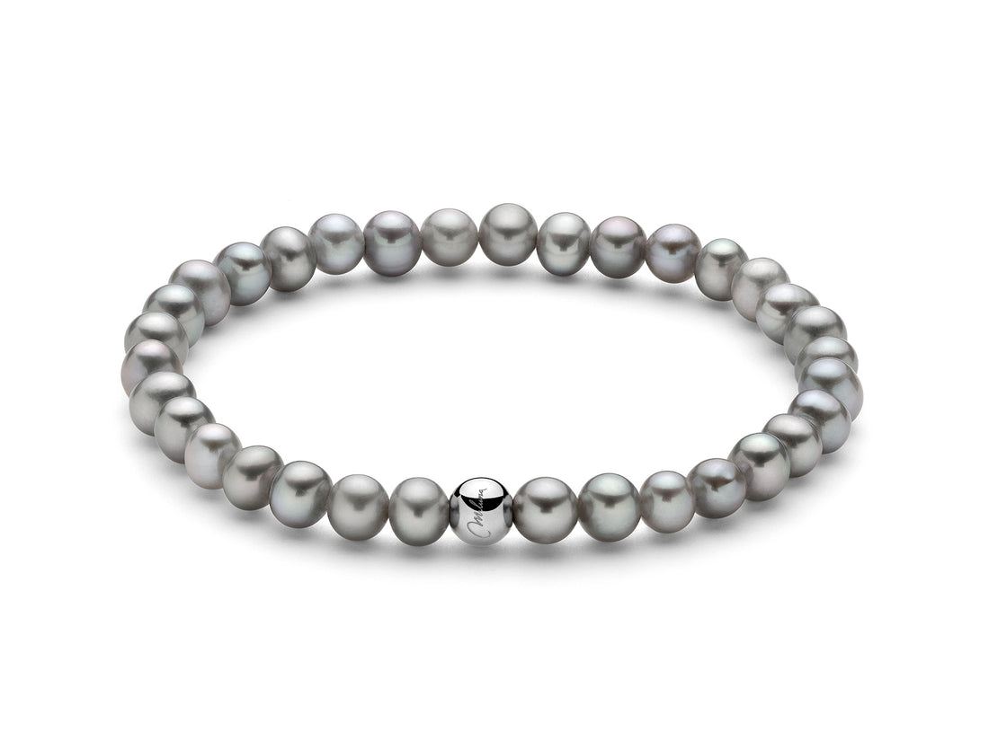 Bracciale Donna Miluna Elastico Perle grige PBR3035