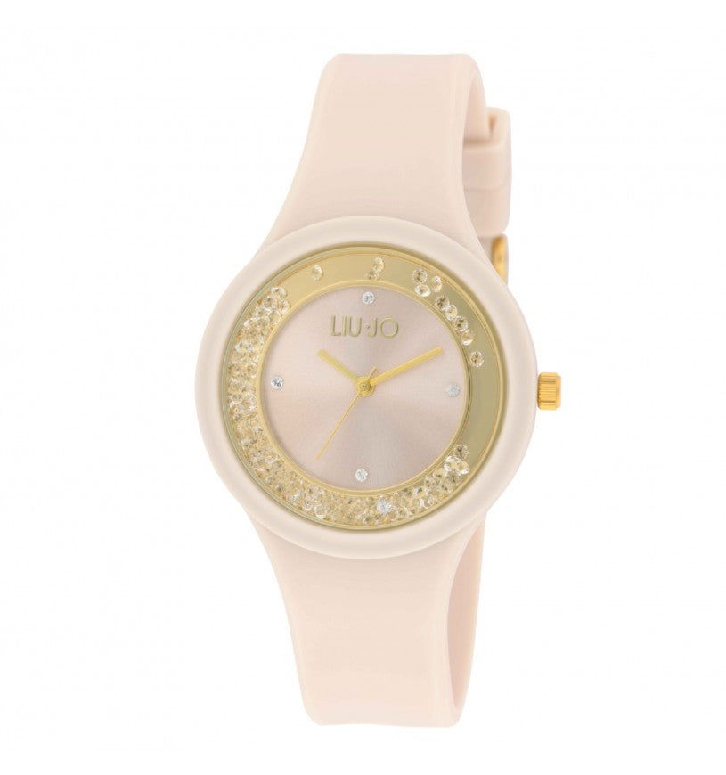 Orologio Donna Bambina Liu Jo Quarzo Solo Tempo Dorato Dancing Gomma Rosa TLJ2527