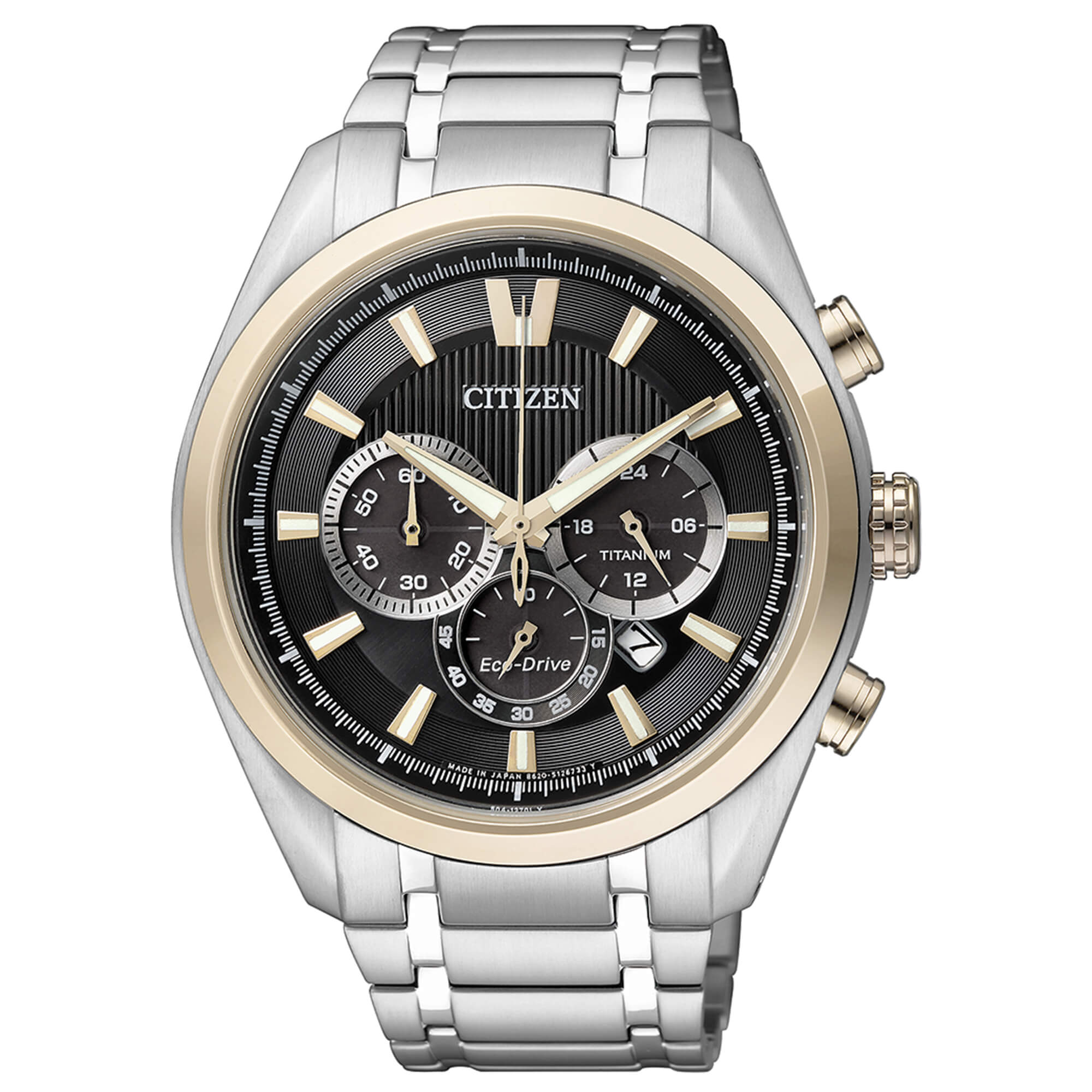 Orologio Uomo Citizen Eco Drive Cronografo Super Titanio Bicolore Nero CA4014-57E