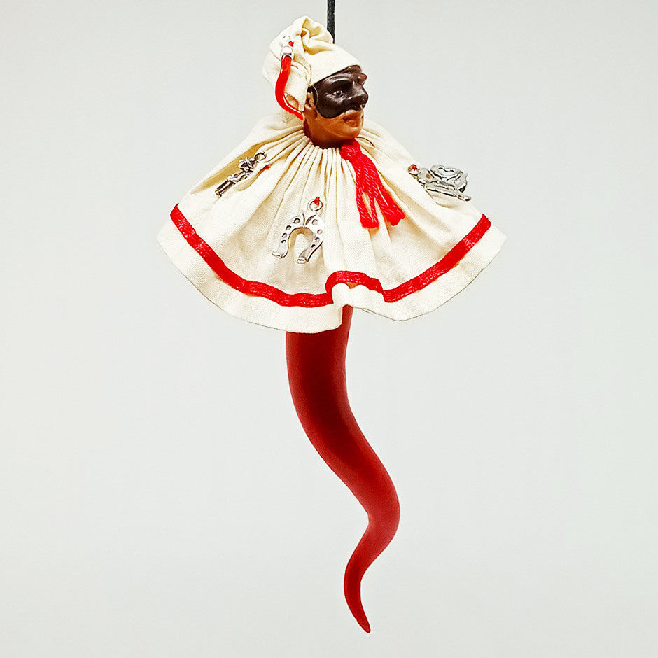 Pulcinella corno prima misura  Terracotta  e Argento