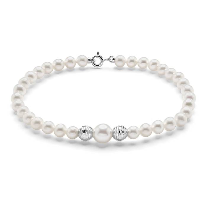 Bracciale Donna Miluna Perle Oro Bianco 375 Sfere Diamantate PBR3827BX