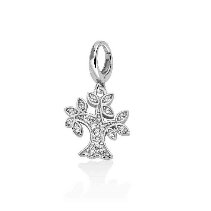 Charm Donna Miluna Pendente Argento Topazio Albero Della Vita PFD892