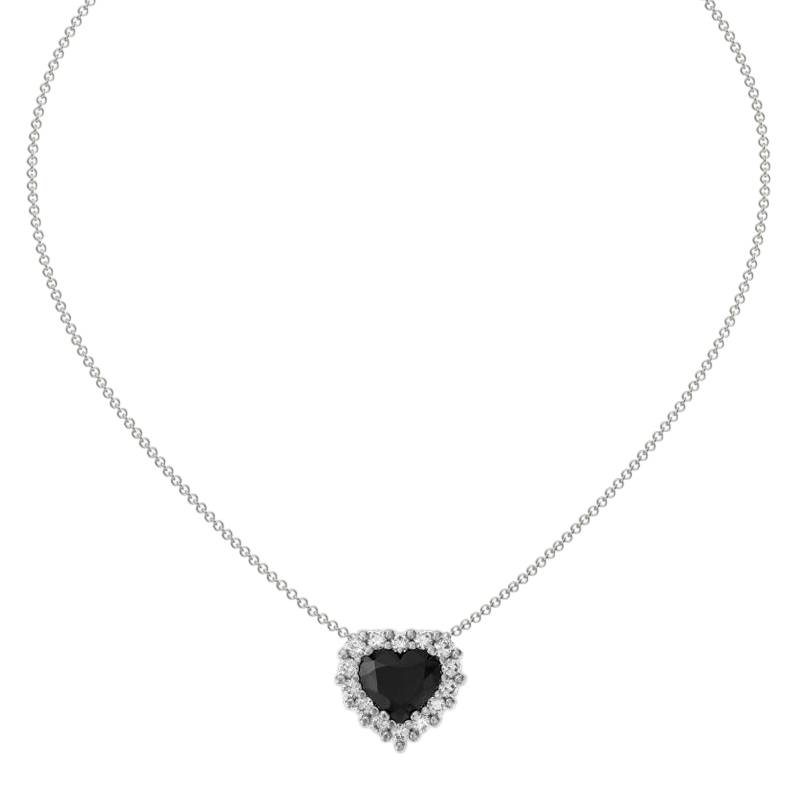 Collana Donna John Richmond Cuore Acciaio Titanio Diamanti Neri Bianchi JRSHN03BW