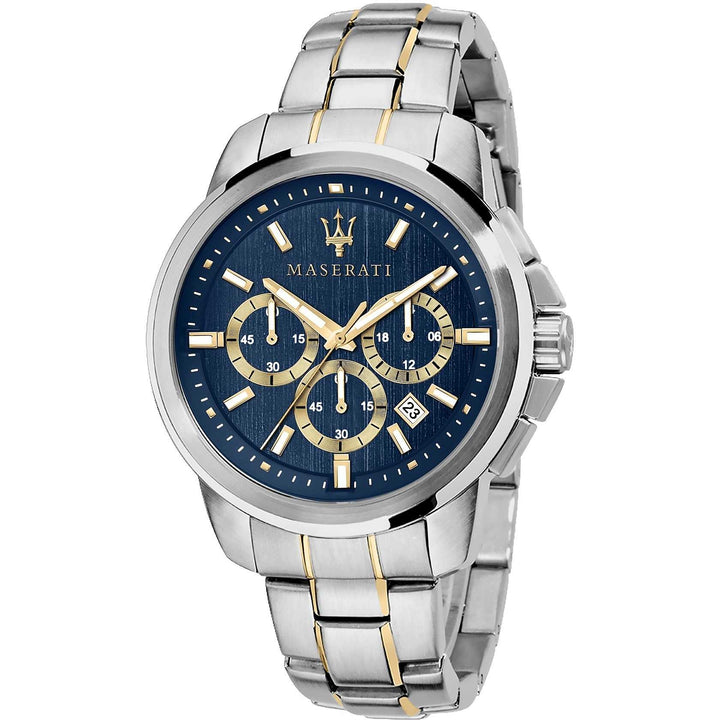 Orologio Uomo Acciaio Maserati Quarzo Cronografo Dorato Blue Data R8873621016