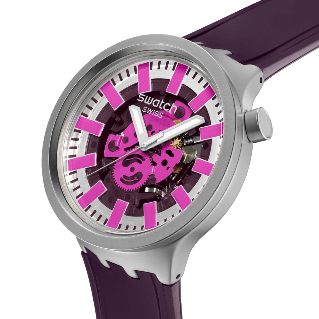 Orologio Unisex Swatch AUDACIOUS ACAI Viola Gomma Acciaio SB07S120