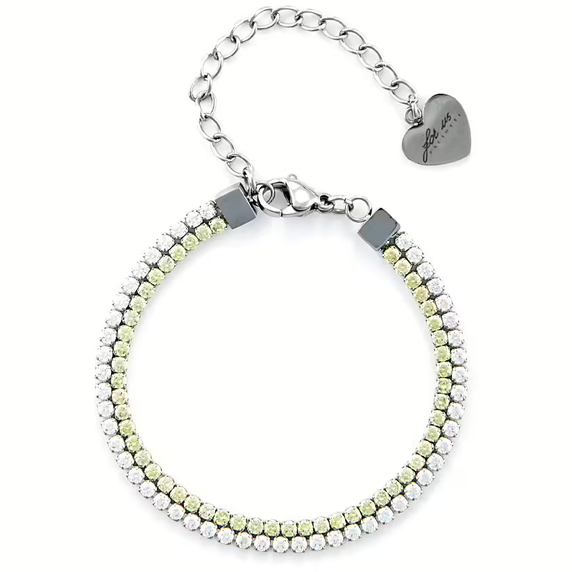 Bracciale Tennis Donna 4US Cesare Paciotti Acciaio Zirconi Lime Bianchi 4UBR6330W
