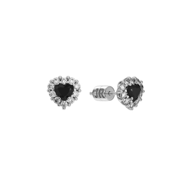 Orecchini Donna John Richmond Cuore Acciaio Titanio Diamanti Neri Bianchi JRSHE01BW
