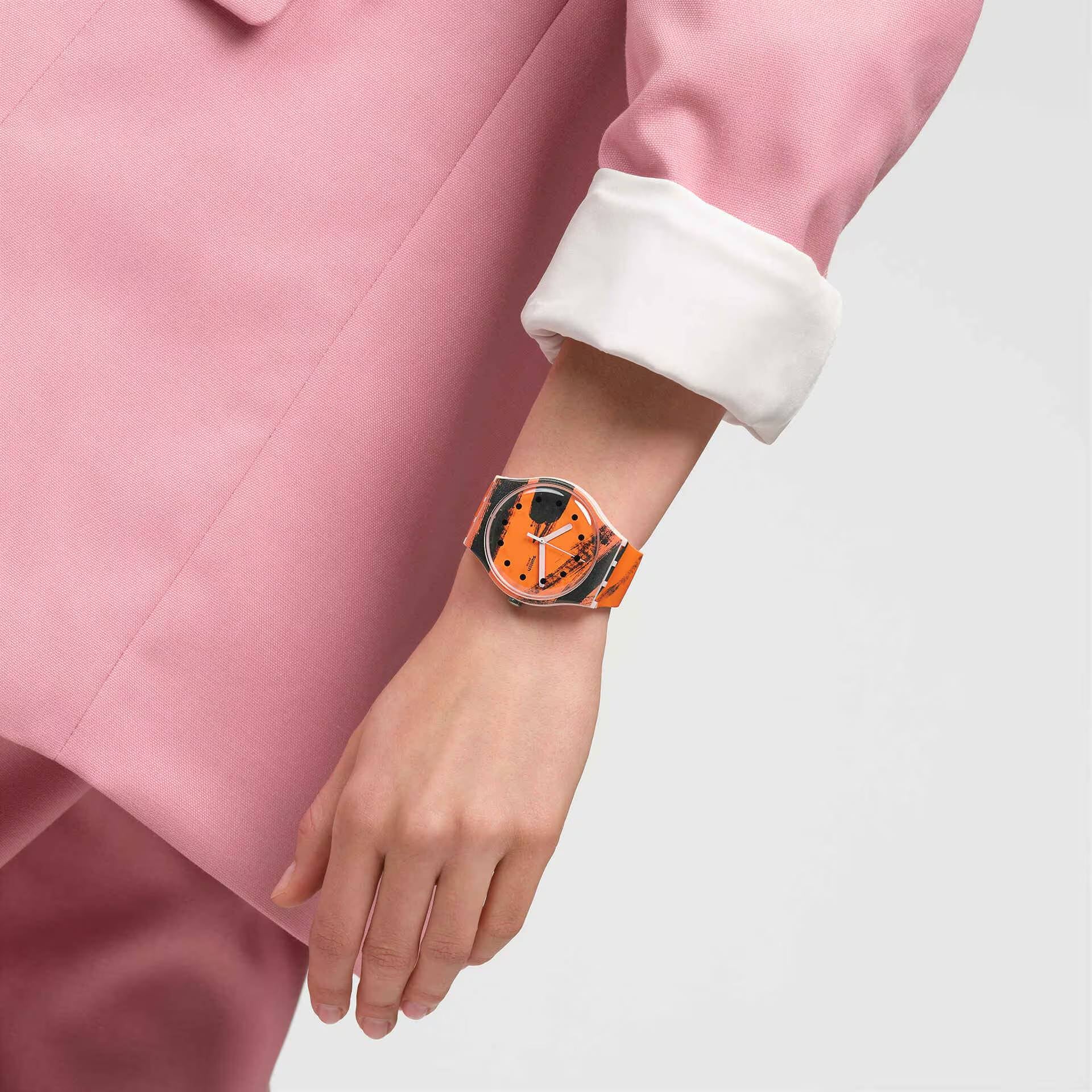 Orologio Unisex Swatch Barns-Graham's Orange And Red On Pink SUOZ362