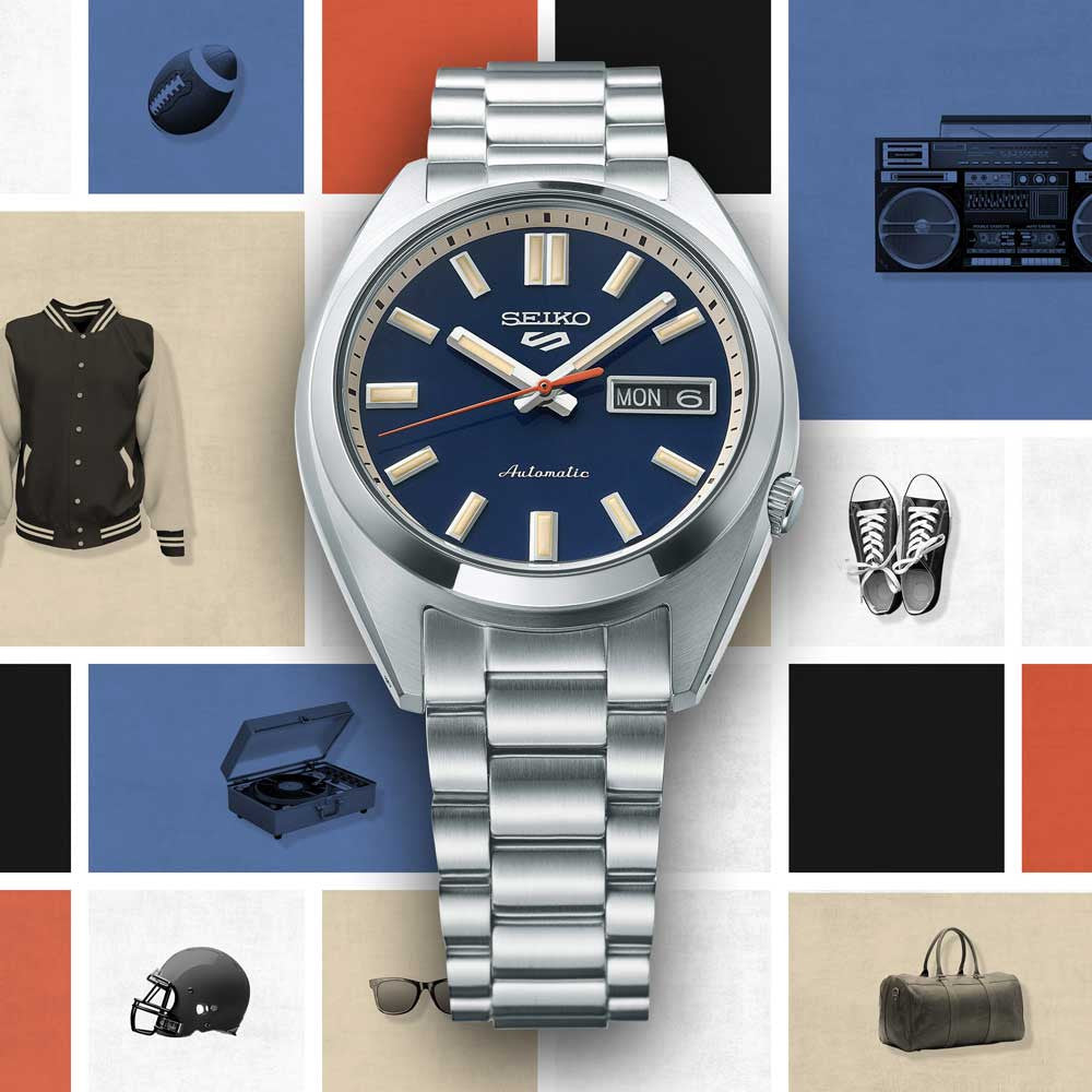 Orologio Uomo Seiko 5 Automatico Blu Riedizione Anni 70 SRPK87K1